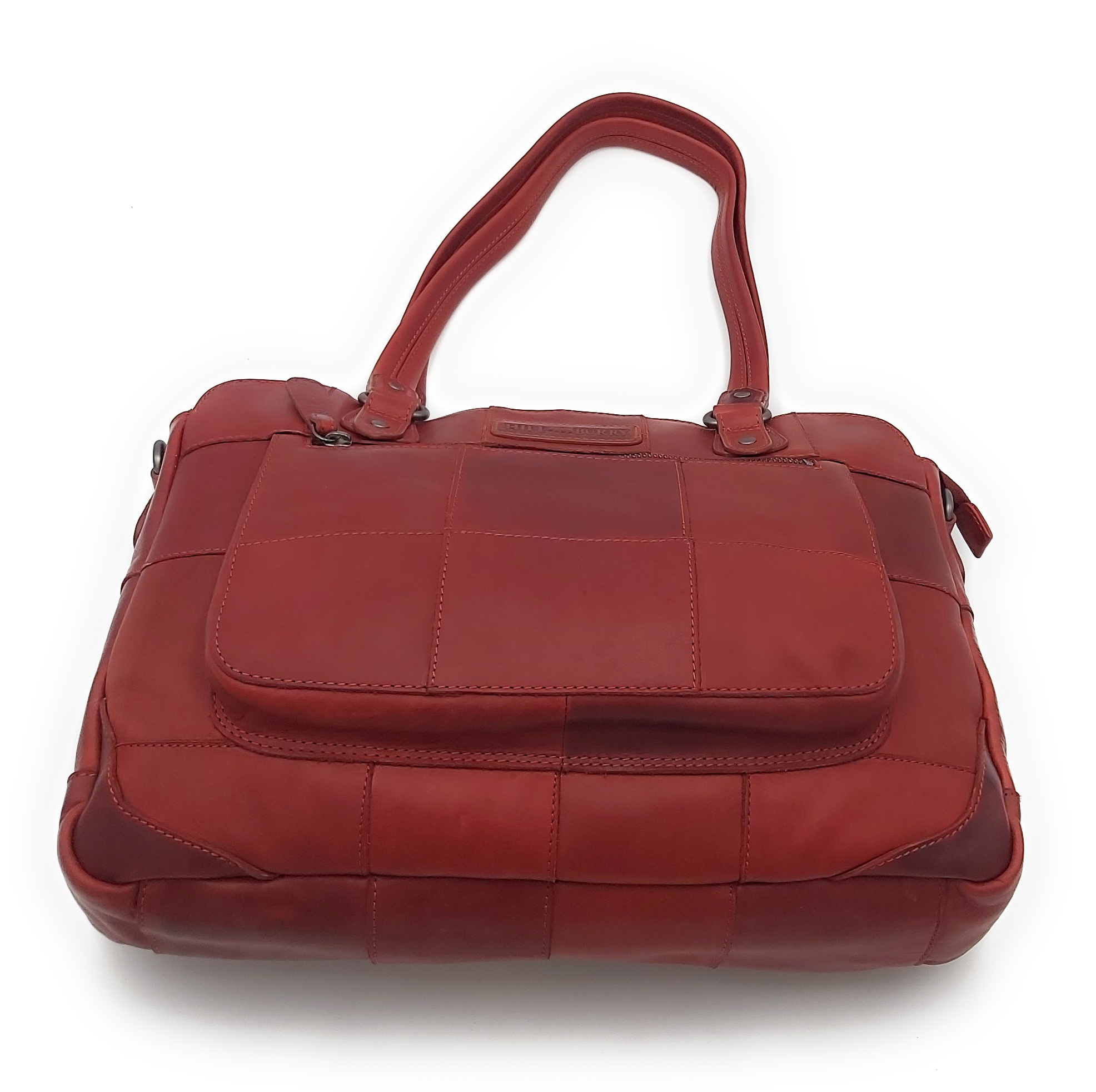 Hill Burry Hill Burry - VB100111 -3197 - echtes Leder - Damen - karierte Handtasche - robust - schick - Aussehen - Vintage-Leder - Rot