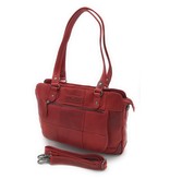 Hill Burry Hill Burry - VB100111 -3197 - echtes Leder - Damen - karierte Handtasche - robust - schick - Aussehen - Vintage-Leder - Rot