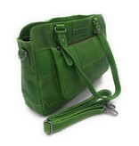 Hill Burry Hill Burry – VB100111 -3197 - echt lederen - dames - checkered handbag - stevig - chique - uitstraling - vintage leder- groen- handtas