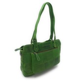 Hill Burry Hill Burry – VB100111 -3197 - echt lederen - dames - checkered handbag - stevig - chique - uitstraling - vintage leder- groen- handtas