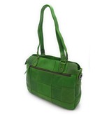 Hill Burry Hill Burry – VB100111 -3197 - echt lederen - dames - checkered handbag - stevig - chique - uitstraling - vintage leder- groen- handtas