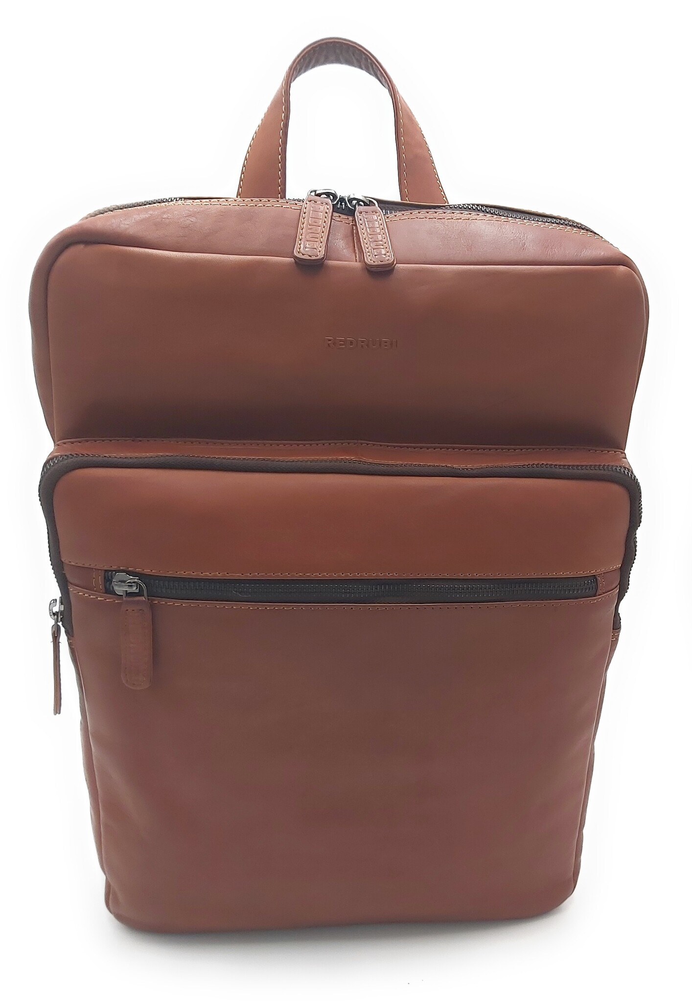 REDRUBI REDRUBI UM/6/1106 brown/cognac - genuine leather - backpack - laptop bag - sturdy - vintage leather with RFID protected - brown / cognac