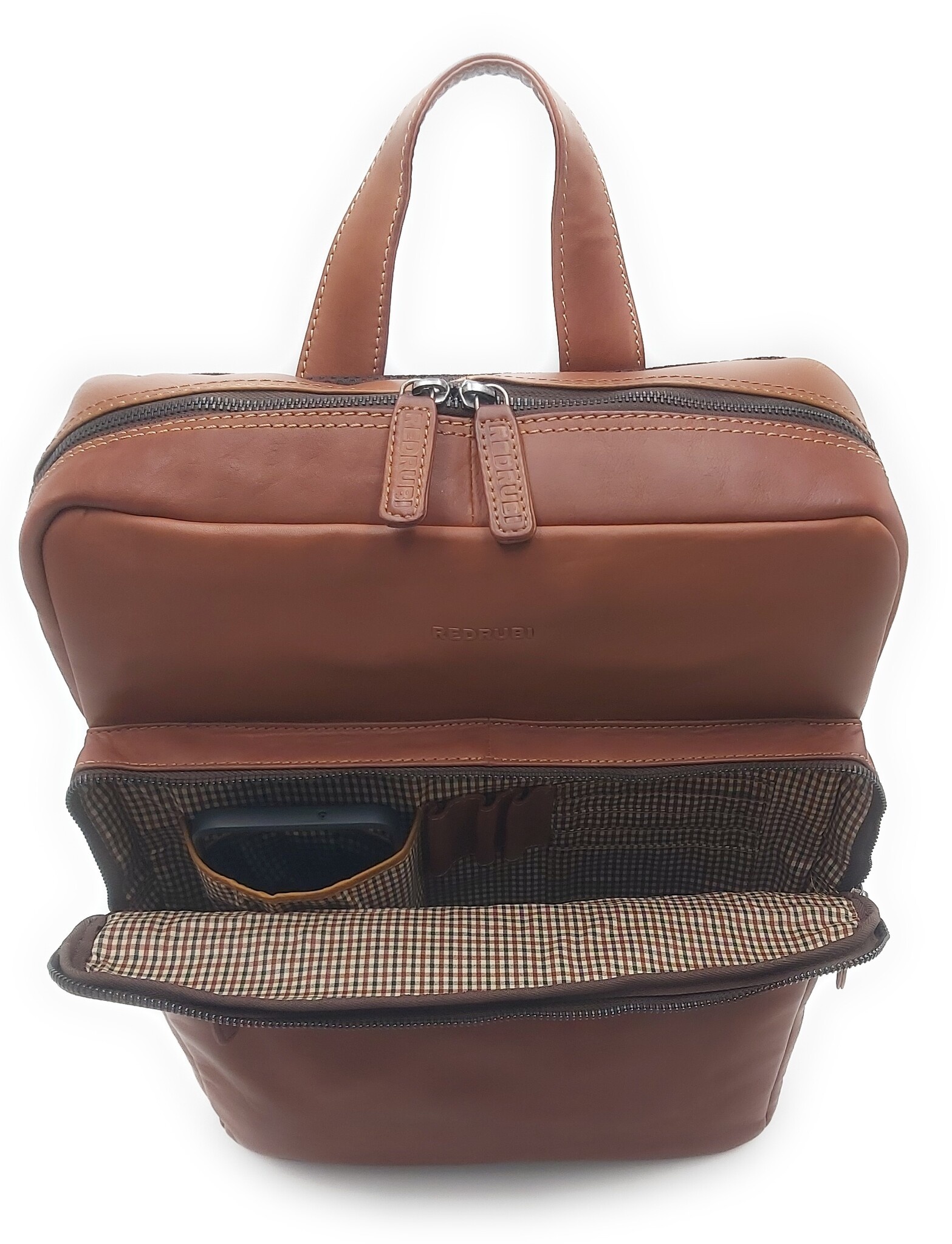 REDRUBI REDRUBI UM/6/1106 braun/cognac - Echtleder - Rucksack - Laptoptasche - robust - Vintage-Leder mit RFID-Schutz - braun / cognac