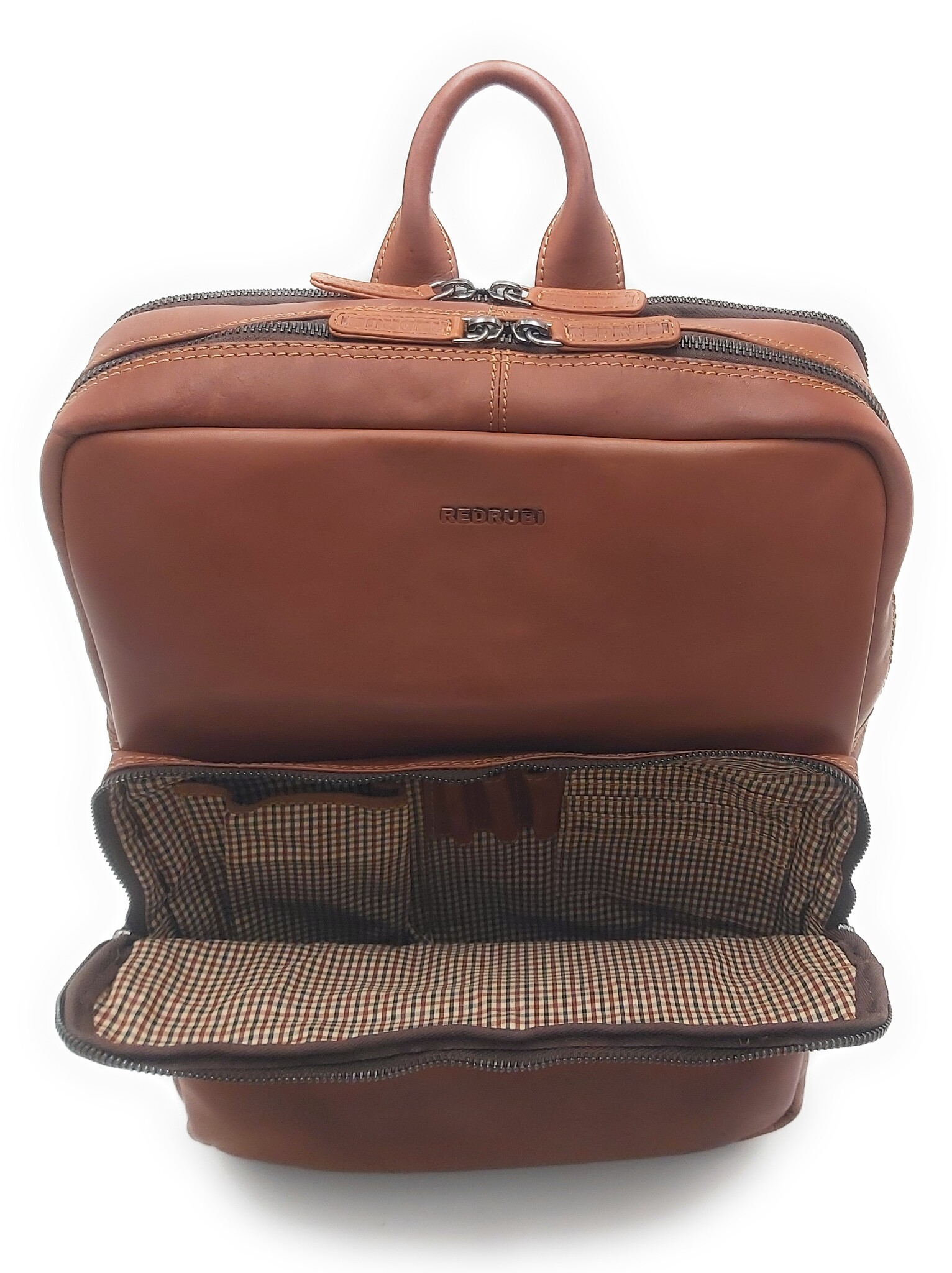 REDRUBI REDRUBI UM/6/1103 brown/cognac - genuine leather - backpack - laptop bag - sturdy - vintage leather with RFID protected - brown / cognac