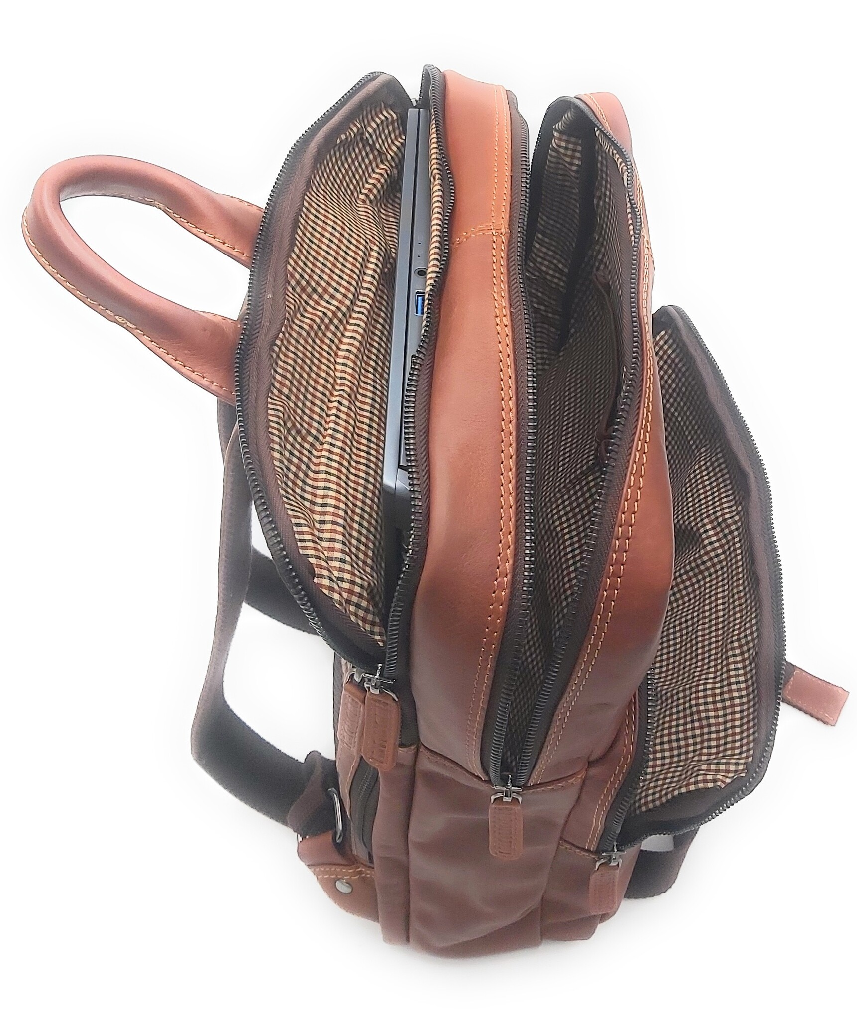 REDRUBI REDRUBI   UM/6/1103 bruin/cognac - echt leren - rugzak – laptoptas- stevig - vintage leder met RFID protected- bruin /cognac