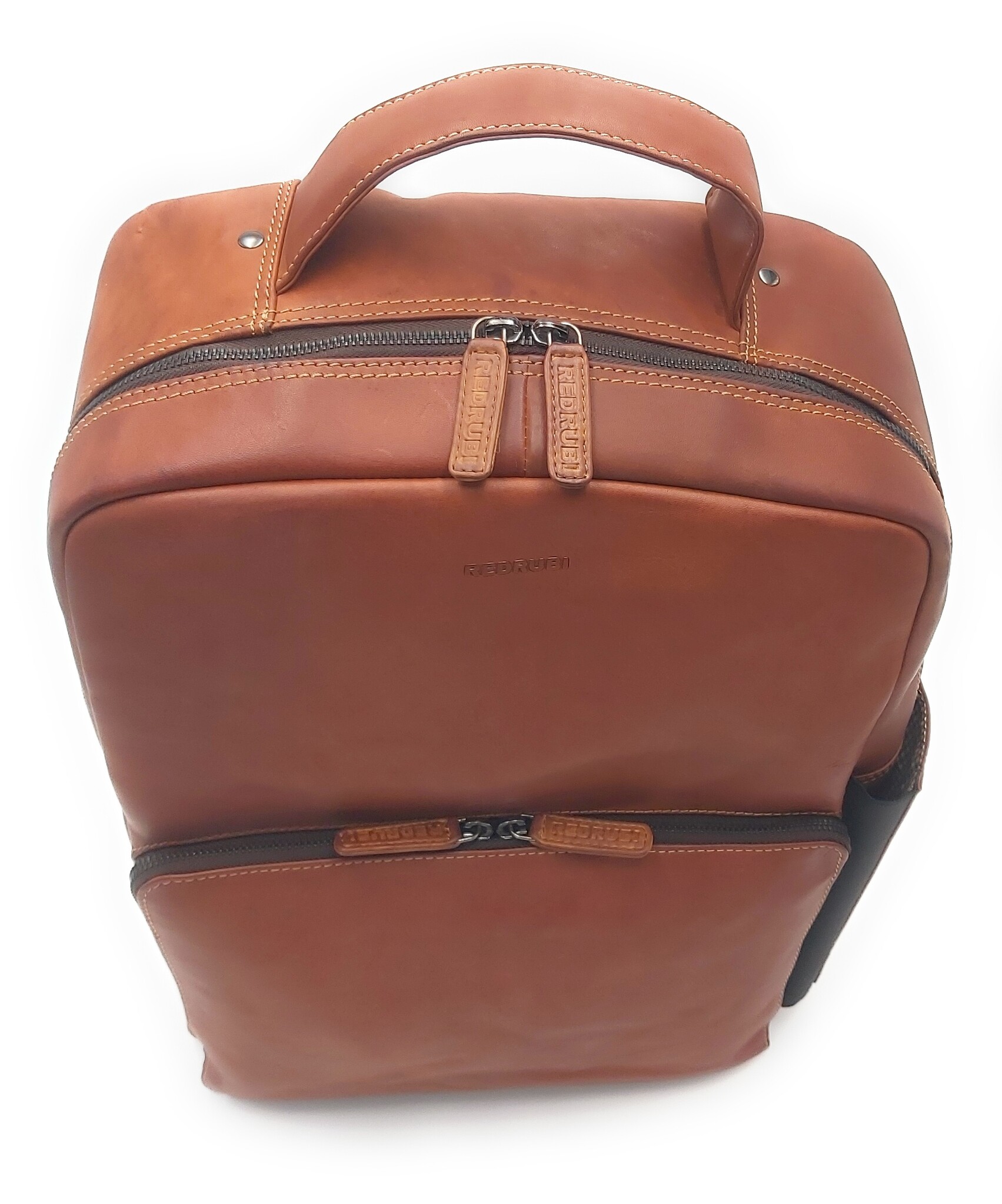 REDRUBI REDRUBI UM/7/1010 brown/cognac - genuine leather - backpack - laptop bag - sturdy - vintage leather with RFID protected - brown / cognac