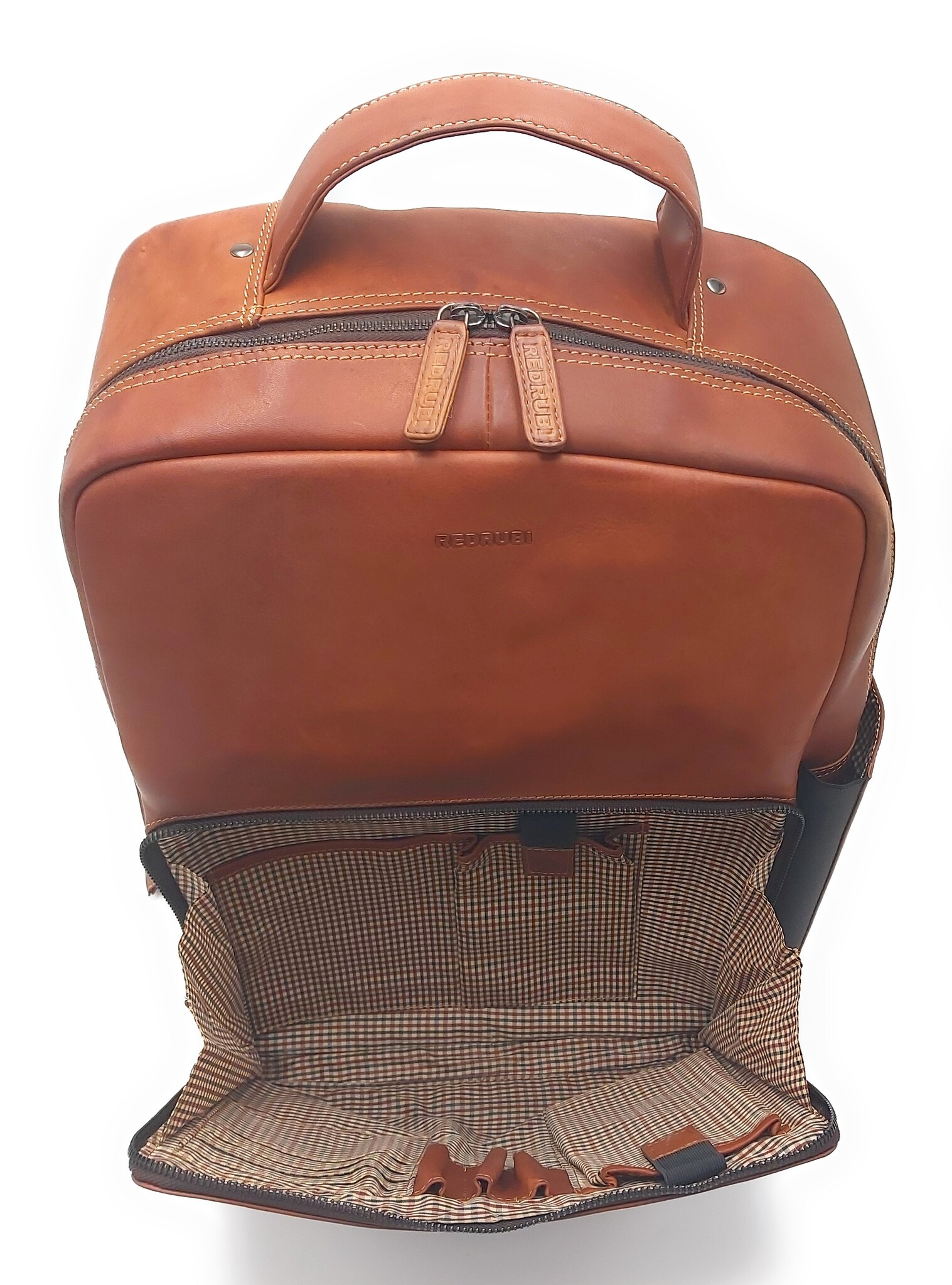 REDRUBI REDRUBI UM/7/1010 braun/cognac - Echtleder - Rucksack - Laptoptasche - robust - Vintage-Leder mit RFID-Schutz - braun / cognac