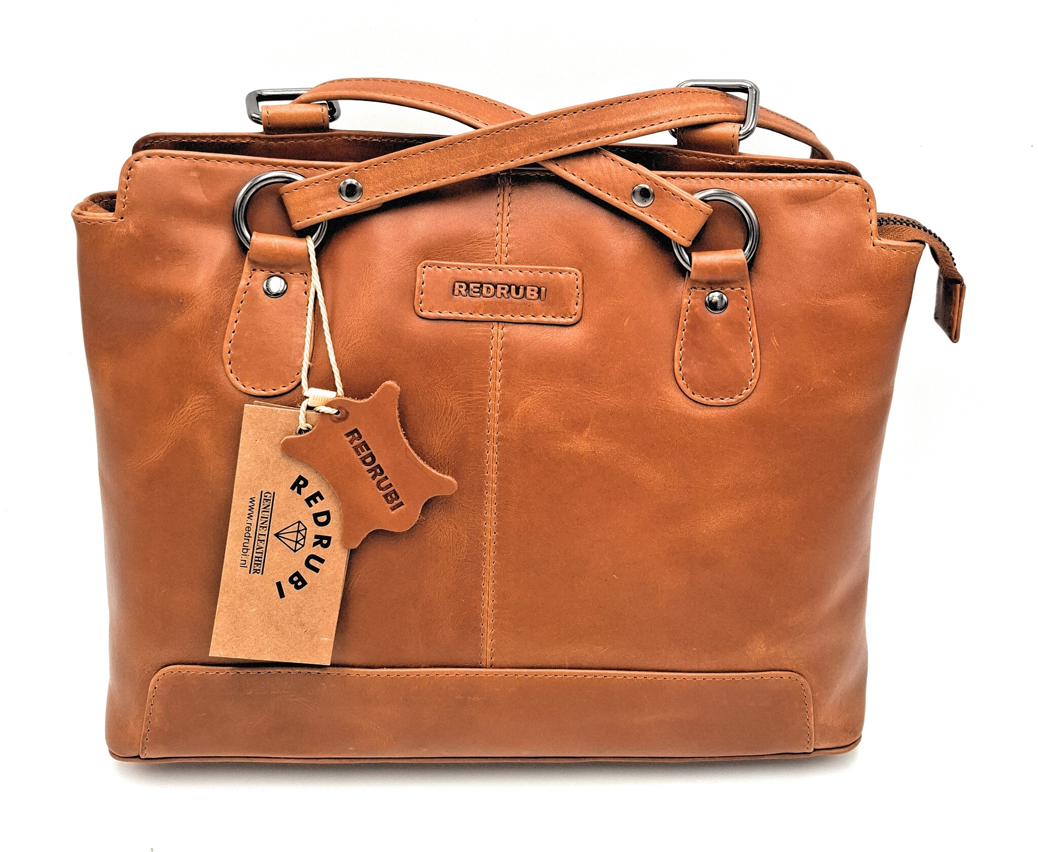 REDRUBI REDRUBI – UM /6/ 1184 - With RFID protected - genuine leather - women's backpack and shoulder bag - sturdy - chic - look - vintage leather - brown / cognac