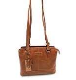REDRUBI REDRUBI – UM /6/ 1184 - Met RFID protected -echt lederen - dames Rugzak en schoudertas - stevig - chique - uitstraling - vintage leder- bruin /cognac