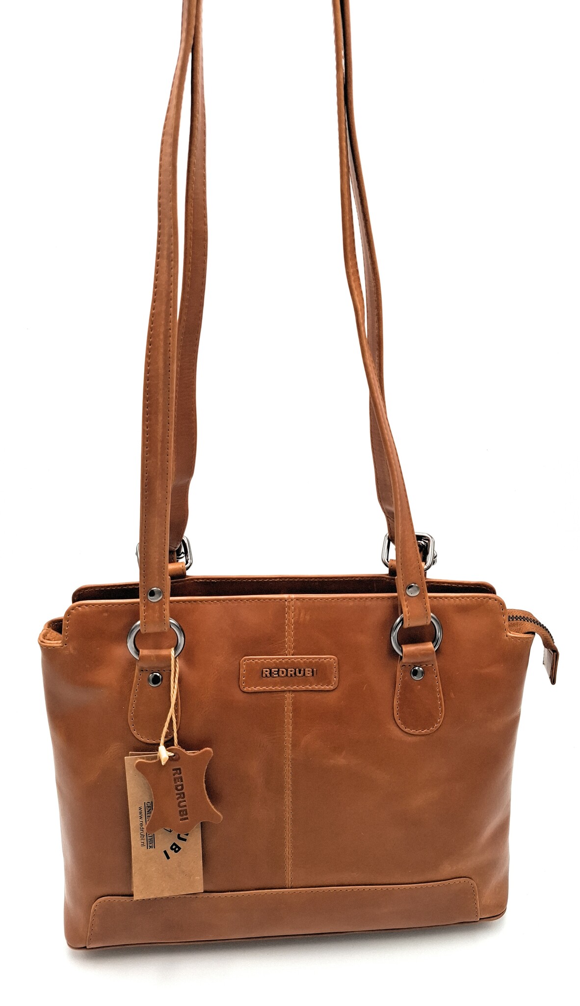REDRUBI REDRUBI – UM /6/ 1184 - With RFID protected - genuine leather - women's backpack and shoulder bag - sturdy - chic - look - vintage leather - brown / cognac