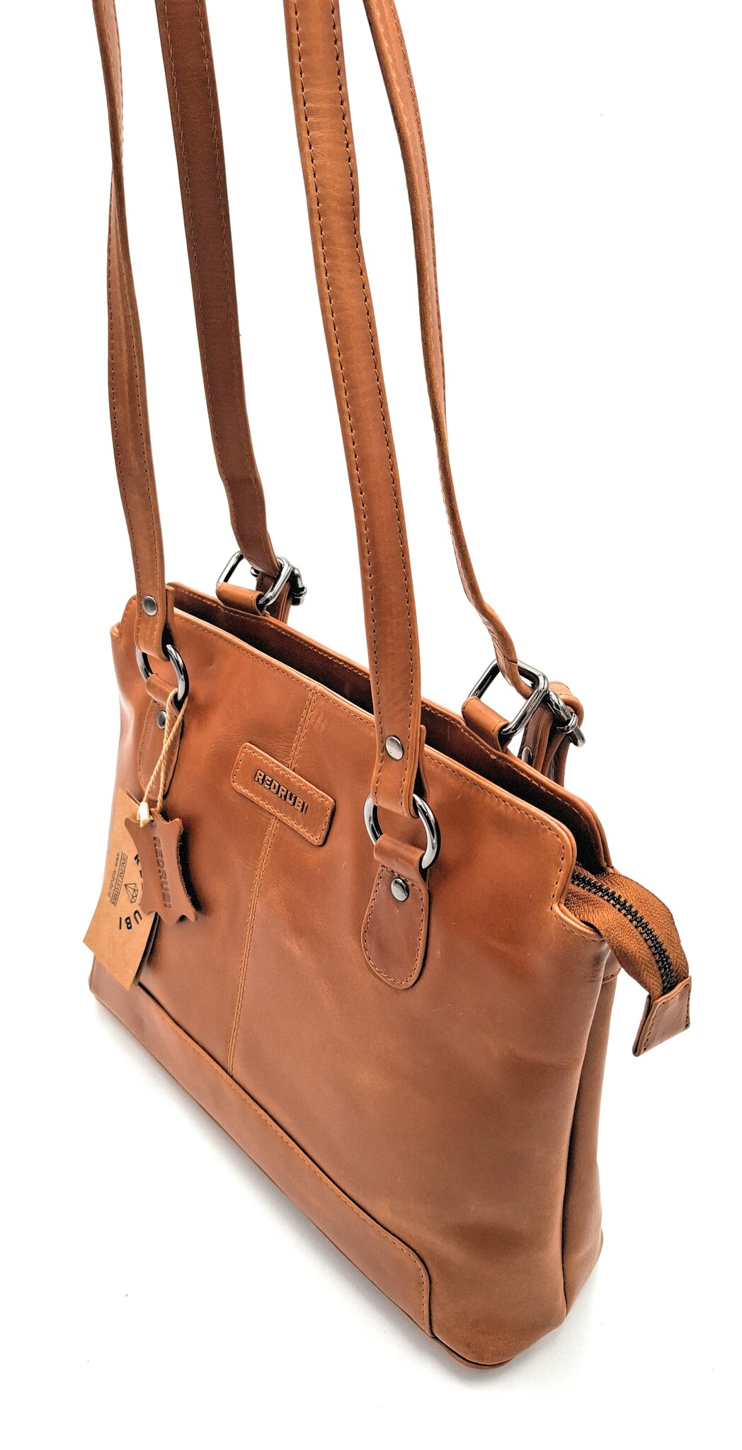 REDRUBI REDRUBI – UM /6/ 1184 - With RFID protected - genuine leather - women's backpack and shoulder bag - sturdy - chic - look - vintage leather - brown / cognac