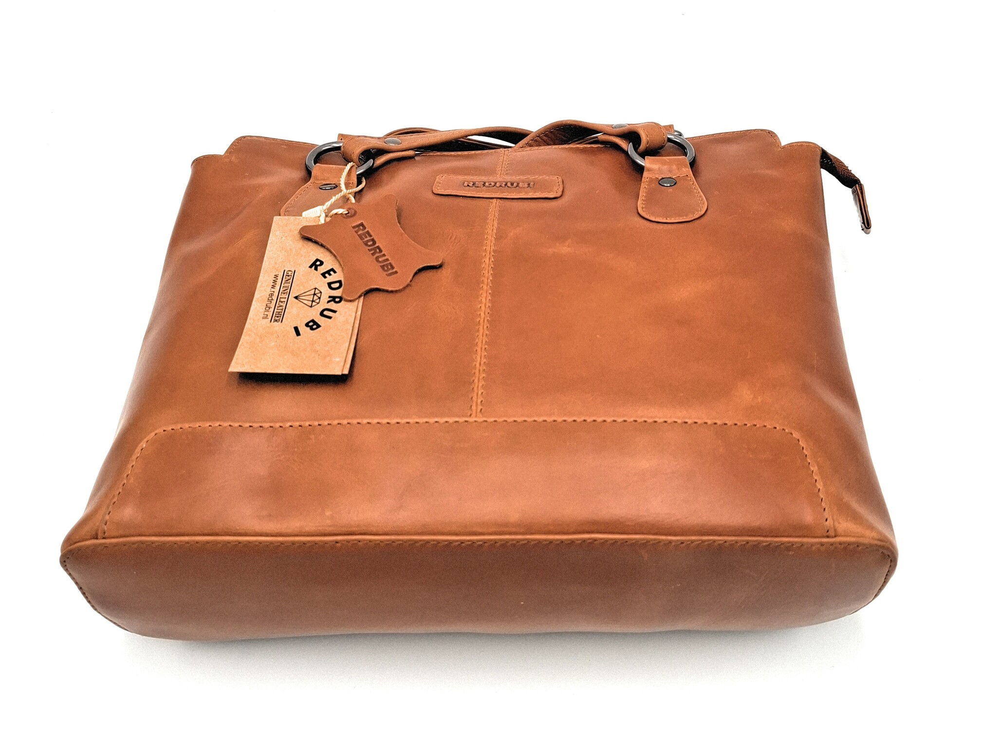 REDRUBI REDRUBI – UM /6/ 1184 - With RFID protected - genuine leather - women's backpack and shoulder bag - sturdy - chic - look - vintage leather - brown / cognac