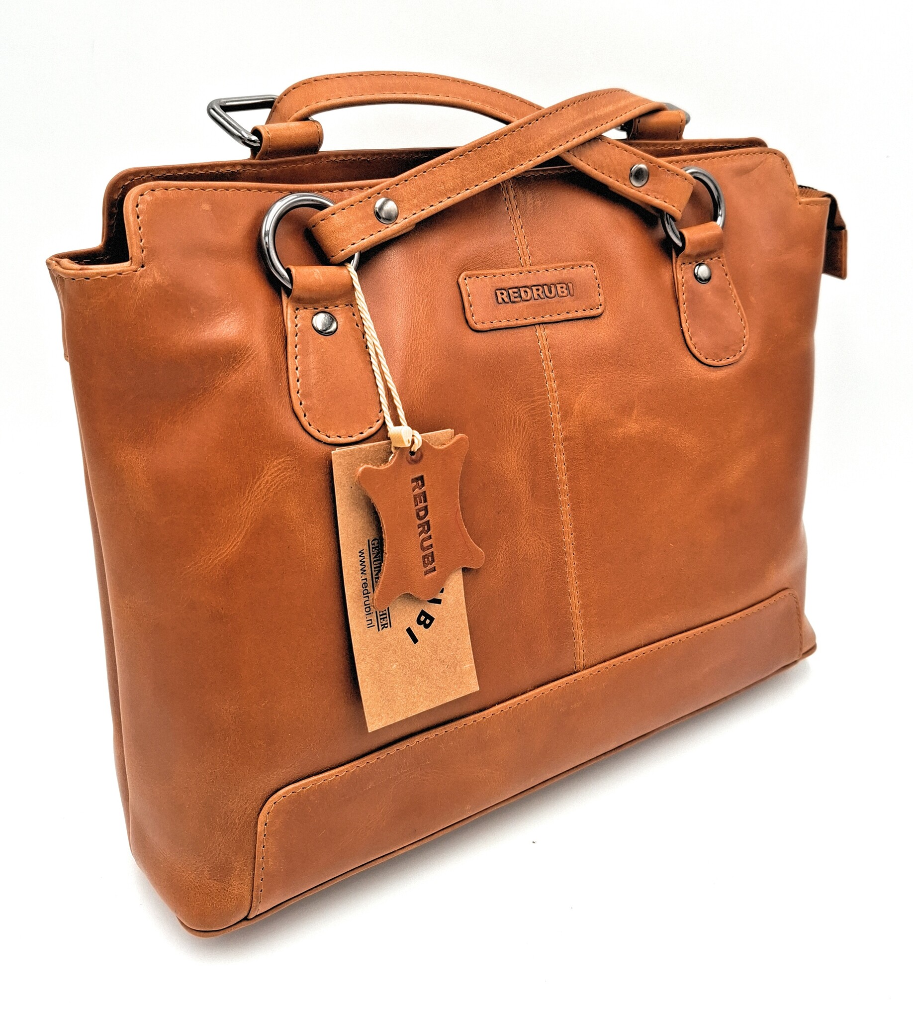 REDRUBI REDRUBI – UM /6/ 1184 - With RFID protected - genuine leather - women's backpack and shoulder bag - sturdy - chic - look - vintage leather - brown / cognac