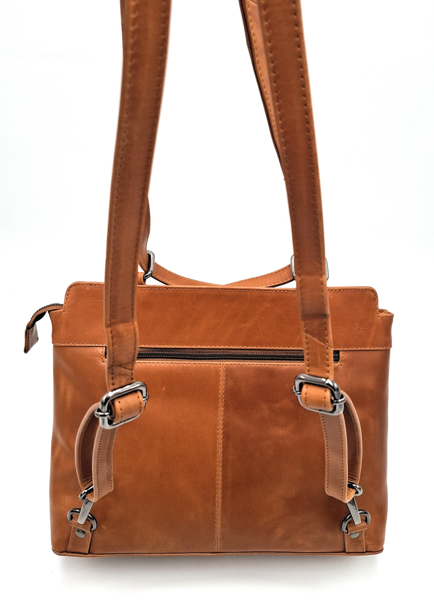 REDRUBI REDRUBI – UM /6/ 1184 - With RFID protected - genuine leather - women's backpack and shoulder bag - sturdy - chic - look - vintage leather - brown / cognac