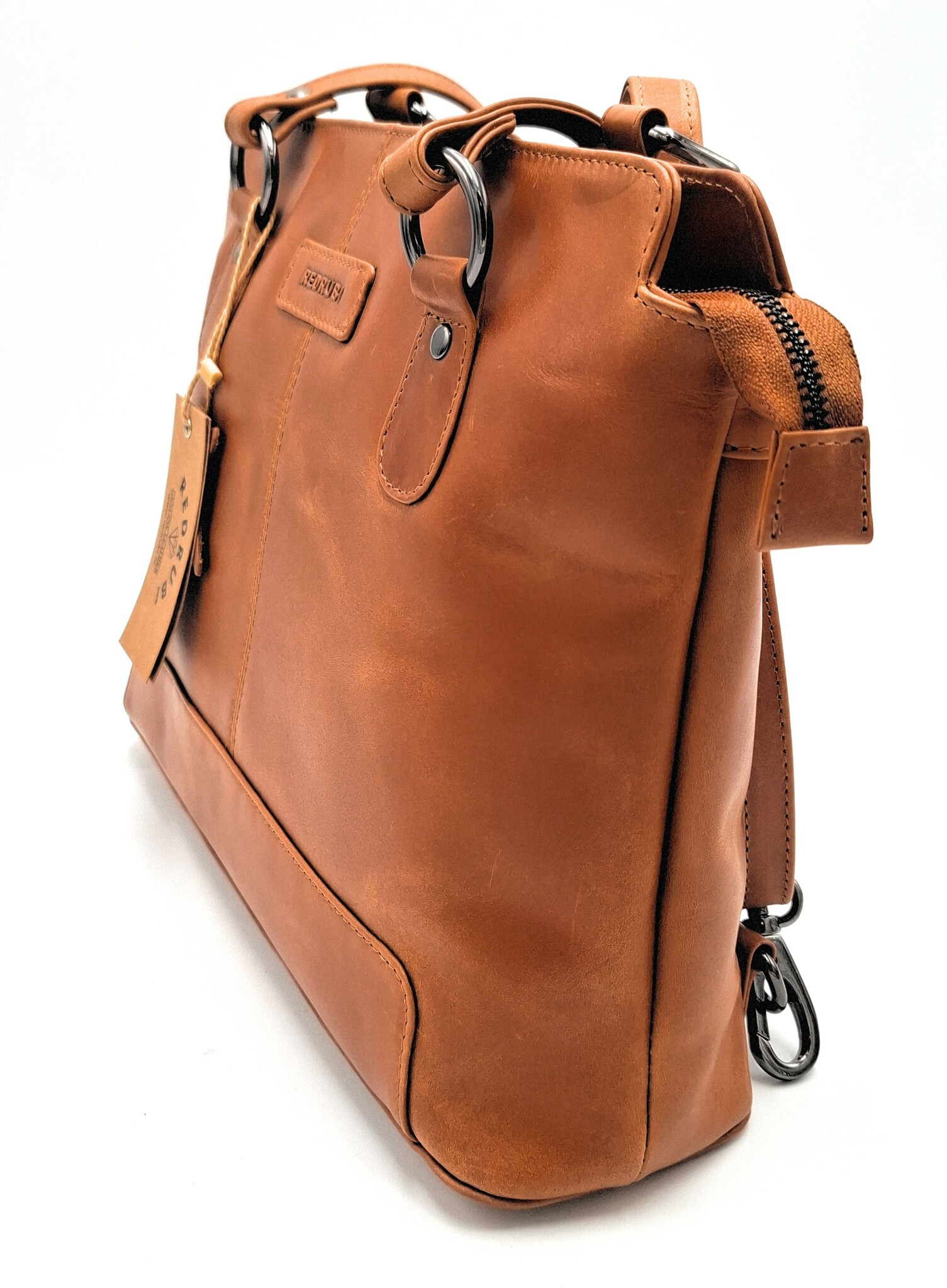 REDRUBI REDRUBI – UM /6/ 1184 - With RFID protected - genuine leather - women's backpack and shoulder bag - sturdy - chic - look - vintage leather - brown / cognac