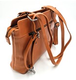 REDRUBI REDRUBI – UM /6/ 1184 - With RFID protected - genuine leather - women's backpack and shoulder bag - sturdy - chic - look - vintage leather - brown / cognac