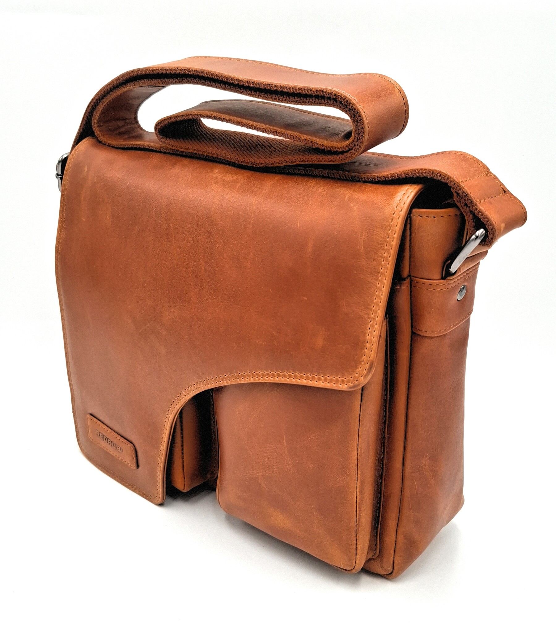 REDRUBI REDRUBI – UM /6/ 1189 - With RFID protected genuine leather - shoulder bag - crossbody bag - sturdy - chic - look - vintage leather - brown / cognac