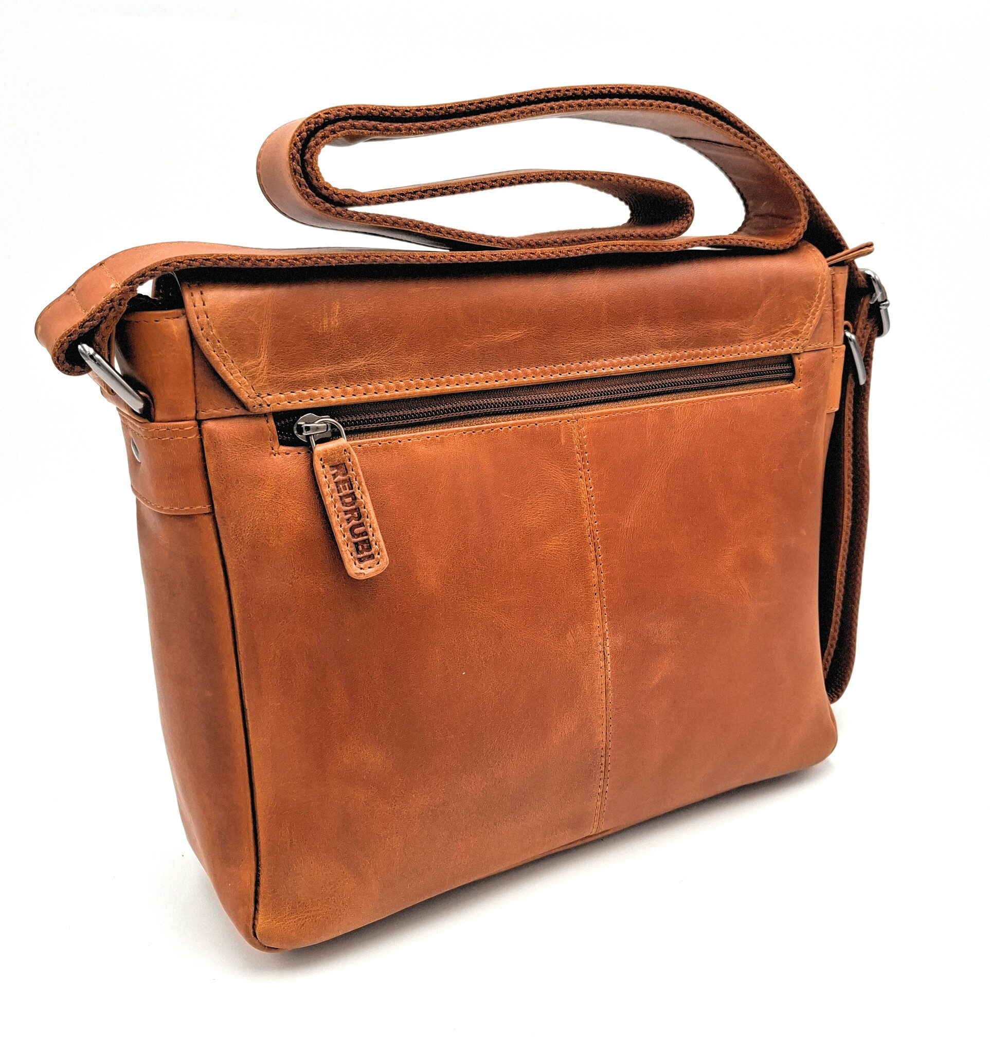 REDRUBI REDRUBI – UM /6/ 1189 - With RFID protected genuine leather - shoulder bag - crossbody bag - sturdy - chic - look - vintage leather - brown / cognac
