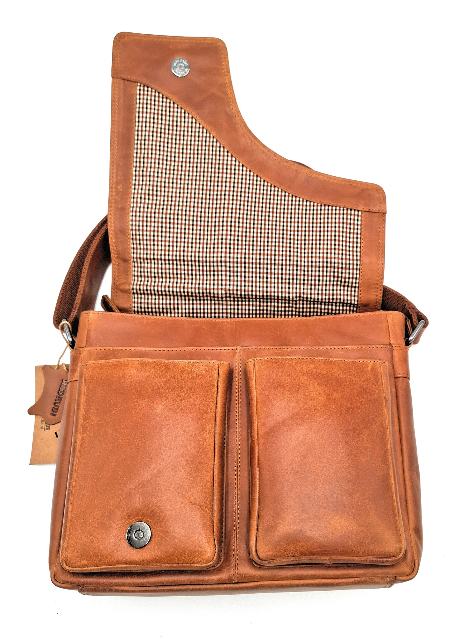 REDRUBI REDRUBI – UM /6/ 1189 - With RFID protected genuine leather - shoulder bag - crossbody bag - sturdy - chic - look - vintage leather - brown / cognac