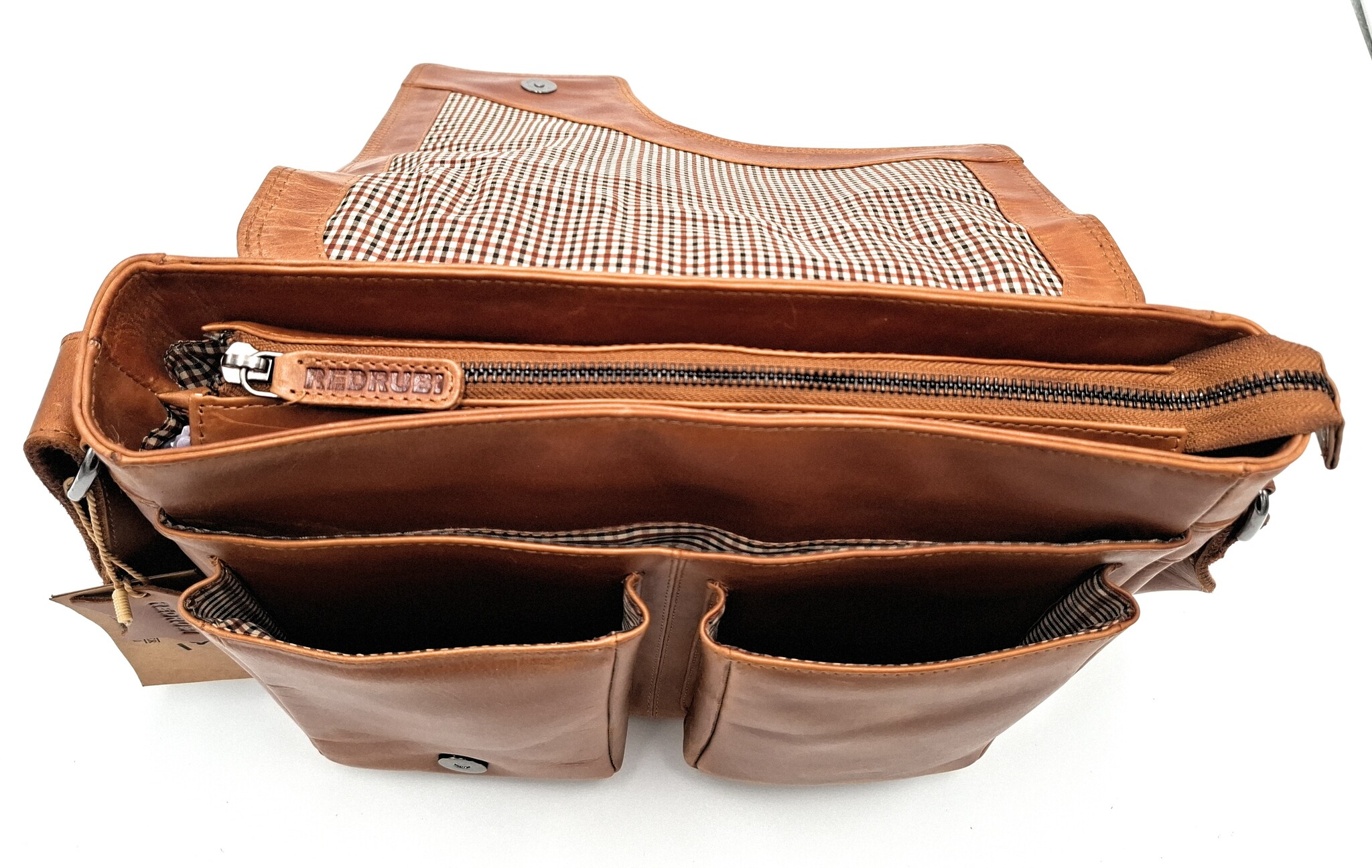 REDRUBI REDRUBI – UM /6/ 1189 - With RFID protected genuine leather - shoulder bag - crossbody bag - sturdy - chic - look - vintage leather - brown / cognac