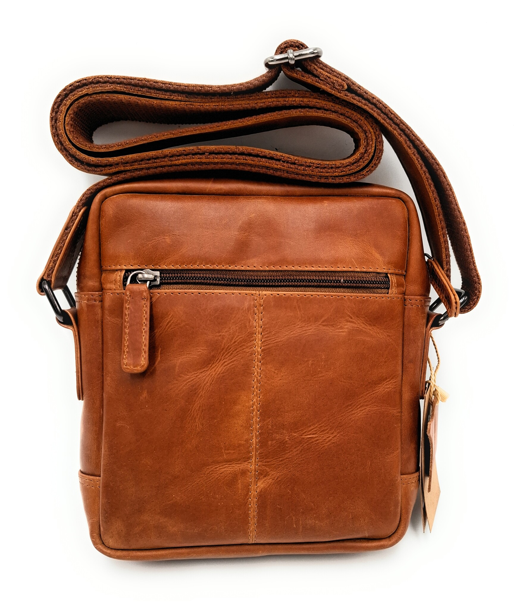 REDRUBI REDRUBI – UM /6/ 1186 - Met RFID protected  echt leren - schoudertas – crossbodytas- stevig - vintage leder- bruin /cognac