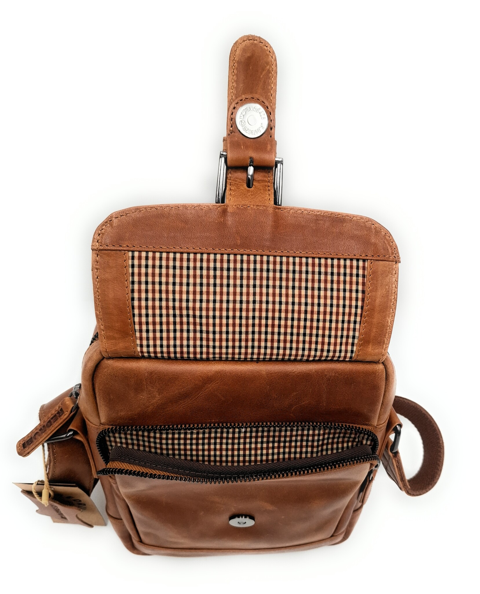 REDRUBI REDRUBI – UM /6/ 1186 - With RFID protected genuine leather - shoulder bag - crossbody bag - sturdy - vintage leather - brown / cognac