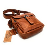 REDRUBI REDRUBI – UM /6/ 1186 - With RFID protected genuine leather - shoulder bag - crossbody bag - sturdy - vintage leather - brown / cognac