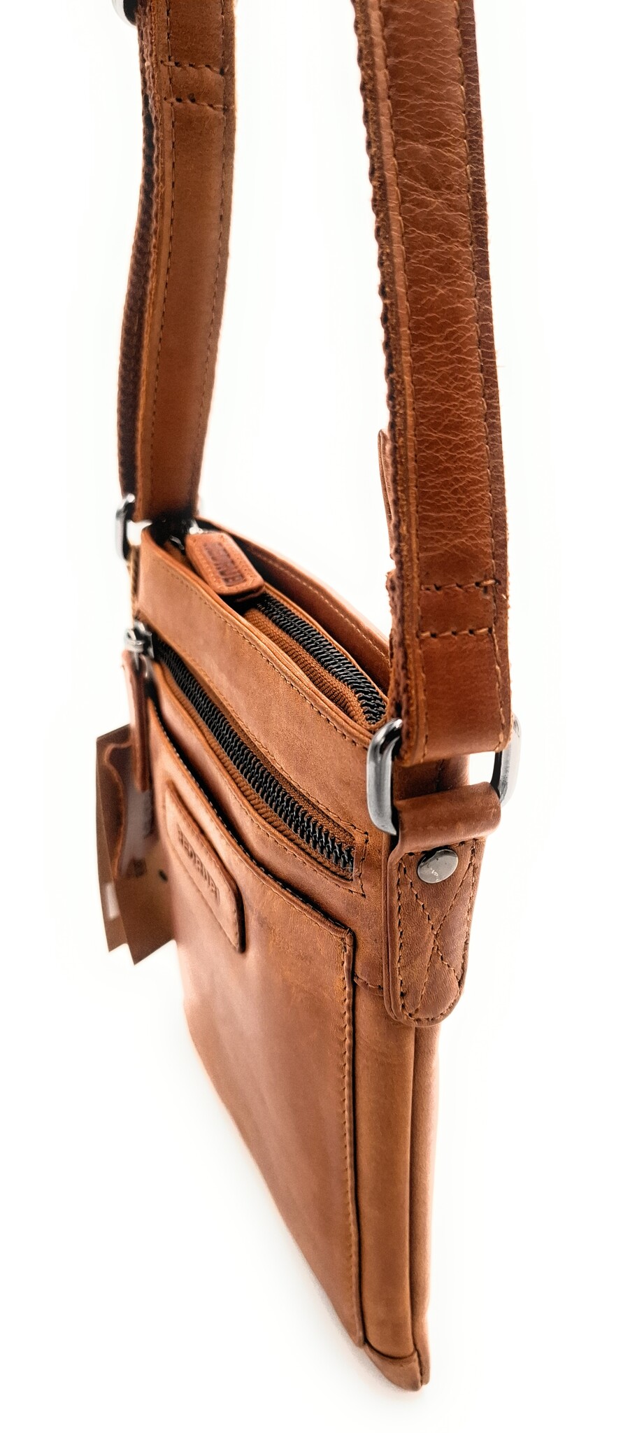 REDRUBI REDRUBI - UM/6/1188 - RFID protected - genuine leather - shoulder bag - crossbody bag - sturdy - vintage leather - brown / cognac