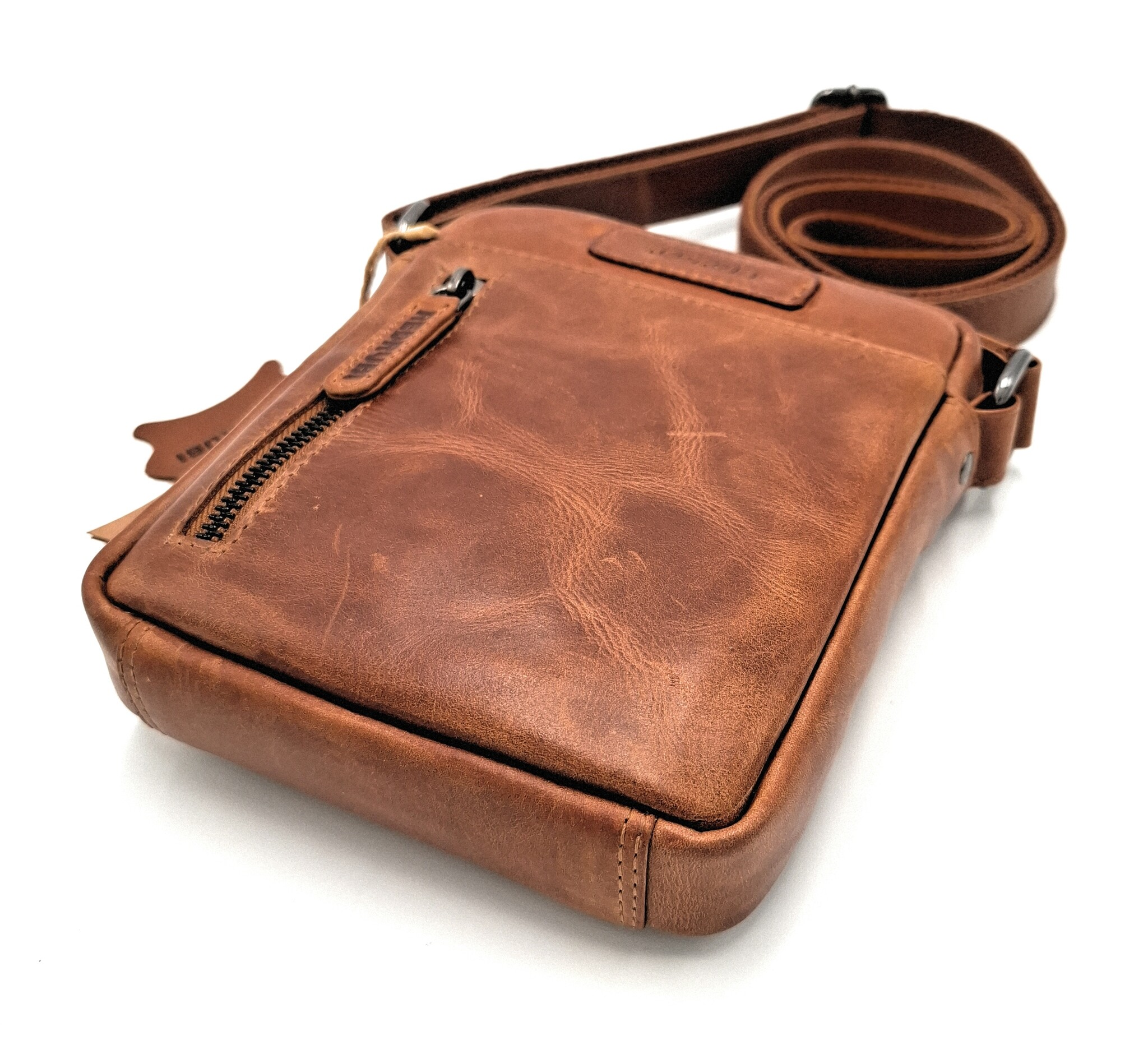 REDRUBI REDRUBI - UM/6/1161 - RFID protected - genuine leather - shoulder bag - crossbody bag - sturdy - vintage leather - brown / cognac