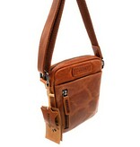 REDRUBI REDRUBI - UM/6/1161 - Met RFID protected - echt leren - schoudertas – crossbodytas- stevig - vintage leder- bruin /cognac