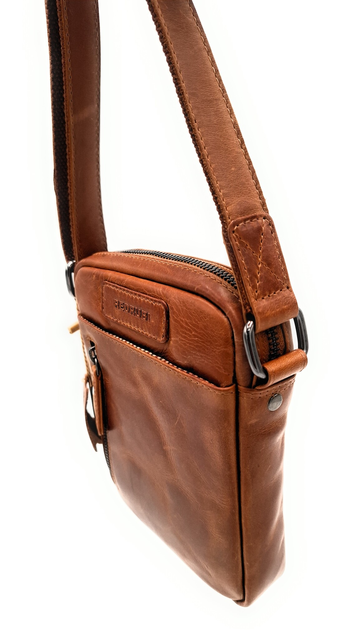 REDRUBI REDRUBI - UM/6/1161 - RFID protected - genuine leather - shoulder bag - crossbody bag - sturdy - vintage leather - brown / cognac