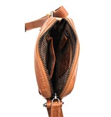 REDRUBI REDRUBI - UM/6/1161 - Met RFID protected - echt leren - schoudertas – crossbodytas- stevig - vintage leder- bruin /cognac
