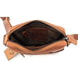REDRUBI REDRUBI - UM/6/1161 - RFID protected - genuine leather - shoulder bag - crossbody bag - sturdy - vintage leather - brown / cognac