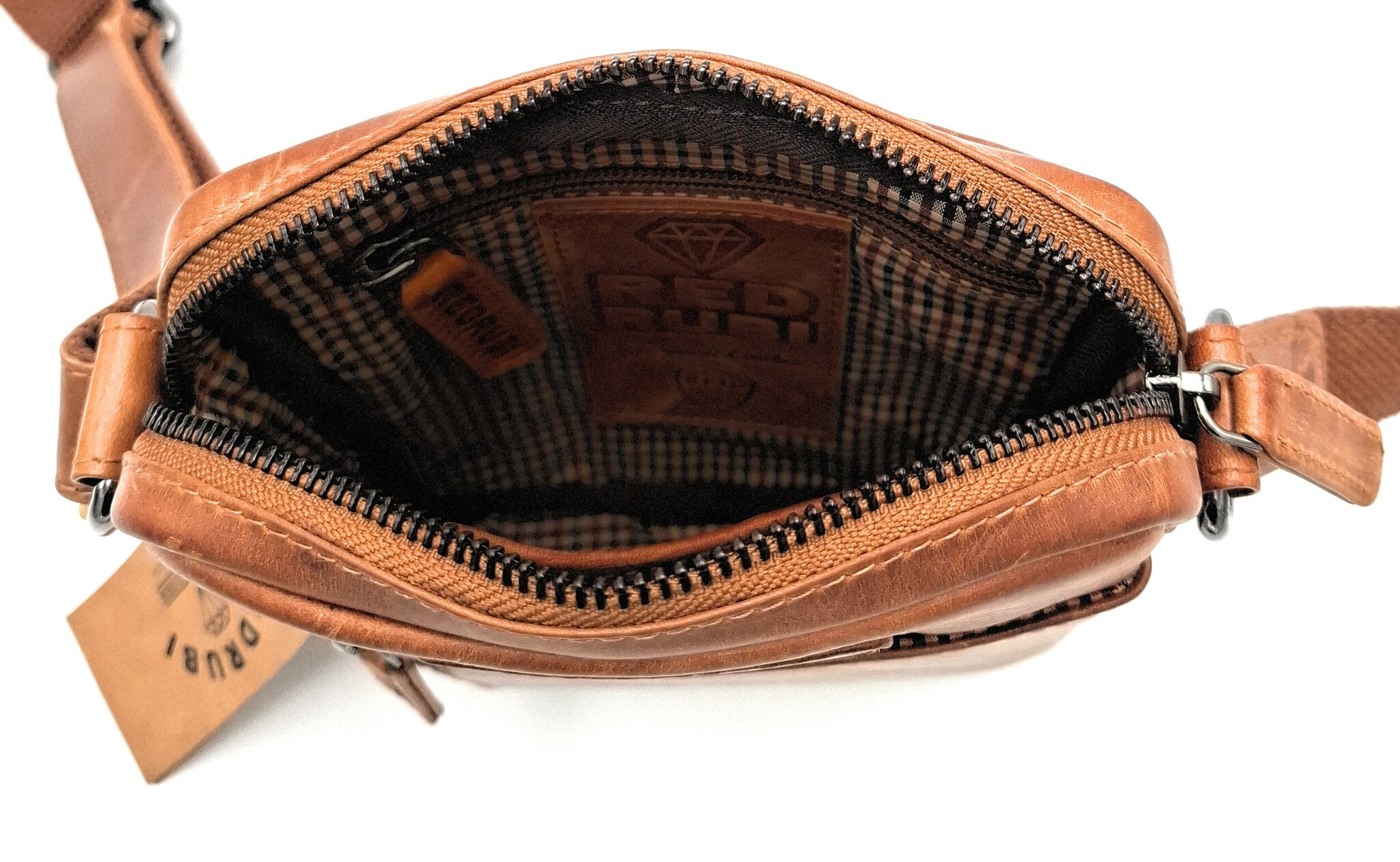 REDRUBI REDRUBI - UM/6/1161 - RFID protected - genuine leather - shoulder bag - crossbody bag - sturdy - vintage leather - brown / cognac