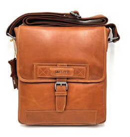 REDRUBI REDRUBI -UM/6/1185 -Met RFID protected  echt leren - schoudertas –crossbodytas- stevig - vintage leder- bruin /cognac