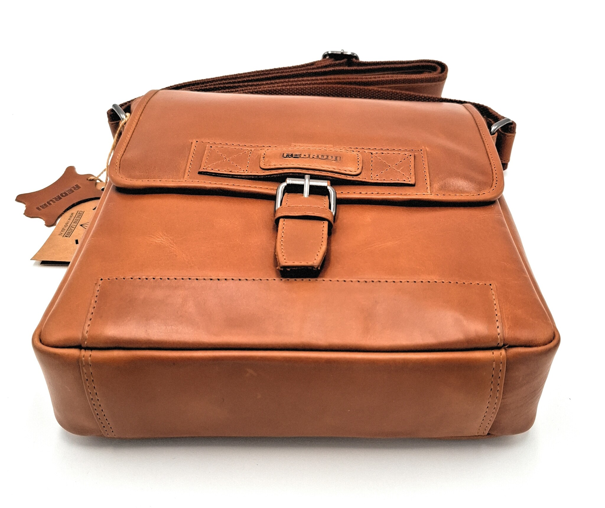 REDRUBI REDRUBI -UM/6/1185 -With RFID protected genuine leather - shoulder bag - crossbody bag - sturdy - vintage leather - brown / cognac