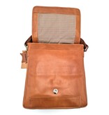 REDRUBI REDRUBI -UM/6/1185 -Met RFID protected  echt leren - schoudertas –crossbodytas- stevig - vintage leder- bruin /cognac