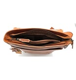 REDRUBI REDRUBI -UM/6/1185 -Met RFID protected  echt leren - schoudertas –crossbodytas- stevig - vintage leder- bruin /cognac