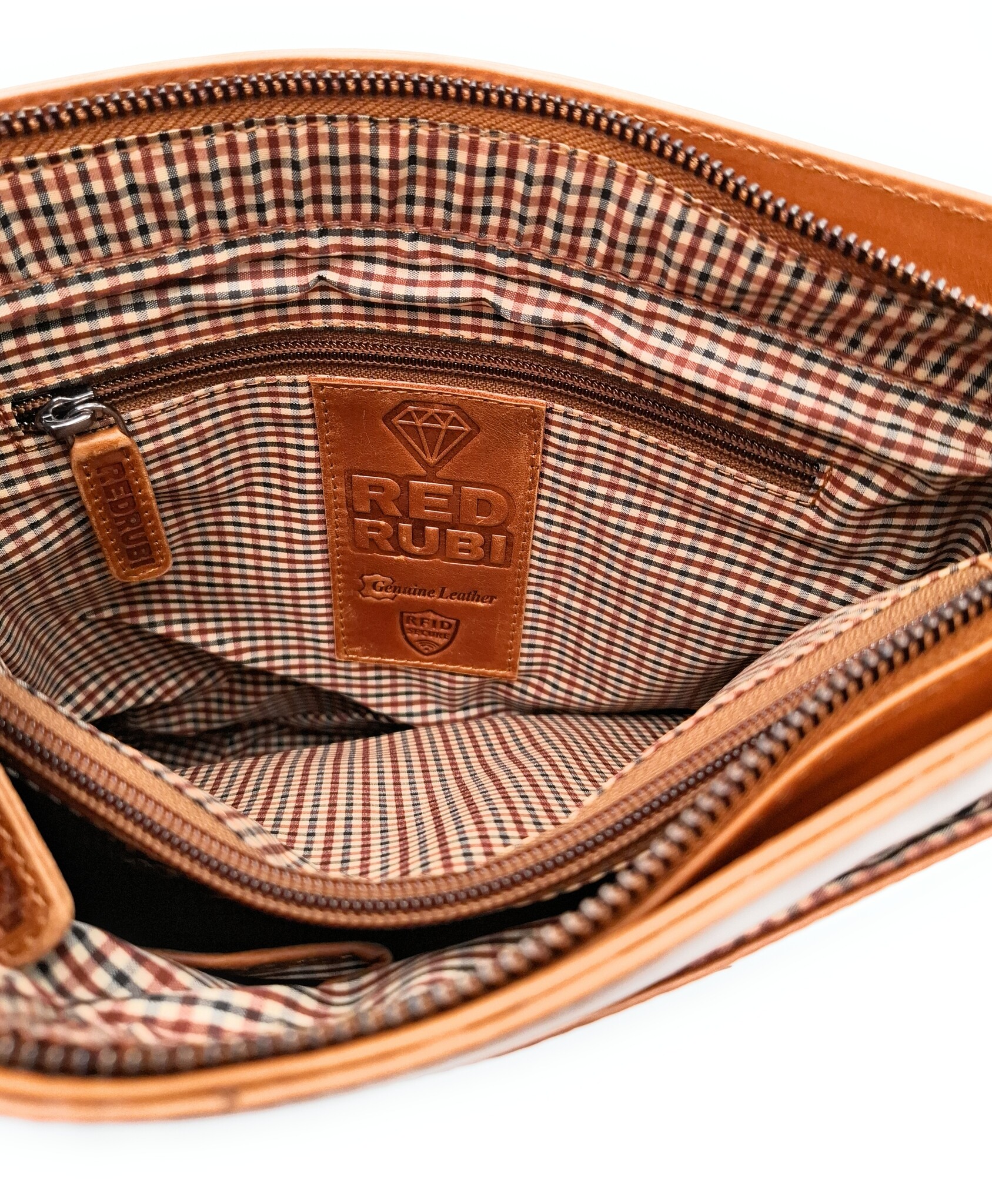 REDRUBI REDRUBI -UM/6/1185 -With RFID protected genuine leather - shoulder bag - crossbody bag - sturdy - vintage leather - brown / cognac