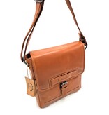 REDRUBI REDRUBI -UM/6/1185 -Met RFID protected  echt leren - schoudertas –crossbodytas- stevig - vintage leder- bruin /cognac