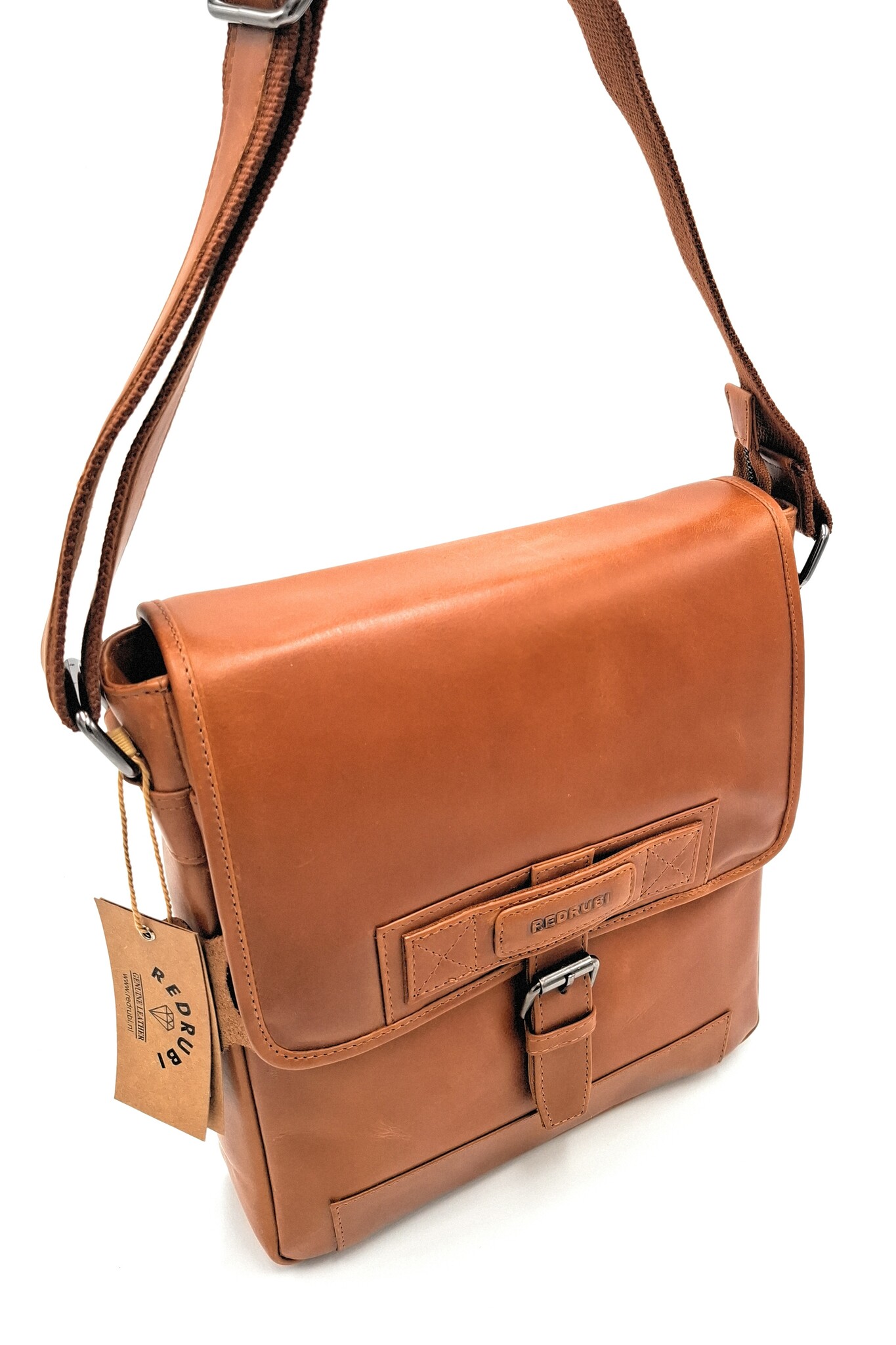 REDRUBI REDRUBI -UM/6/1185 -With RFID protected genuine leather - shoulder bag - crossbody bag - sturdy - vintage leather - brown / cognac