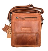 REDRUBI REDRUBI -UM/6/1187 -Mit RFID geschützt - Echtleder - Umhängetasche - Crossbody Bag - Robust - Vintage Leder - Braun / Cognac