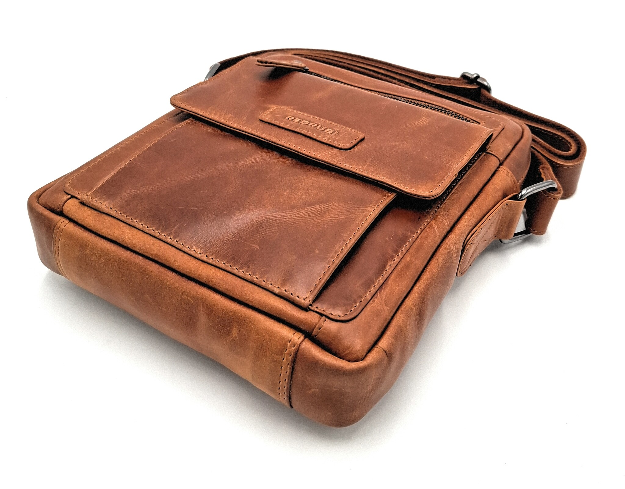 REDRUBI REDRUBI -UM/6/1187 -With RFID protected - genuine leather - shoulder bag - crossbody bag - sturdy - vintage leather - brown / cognac