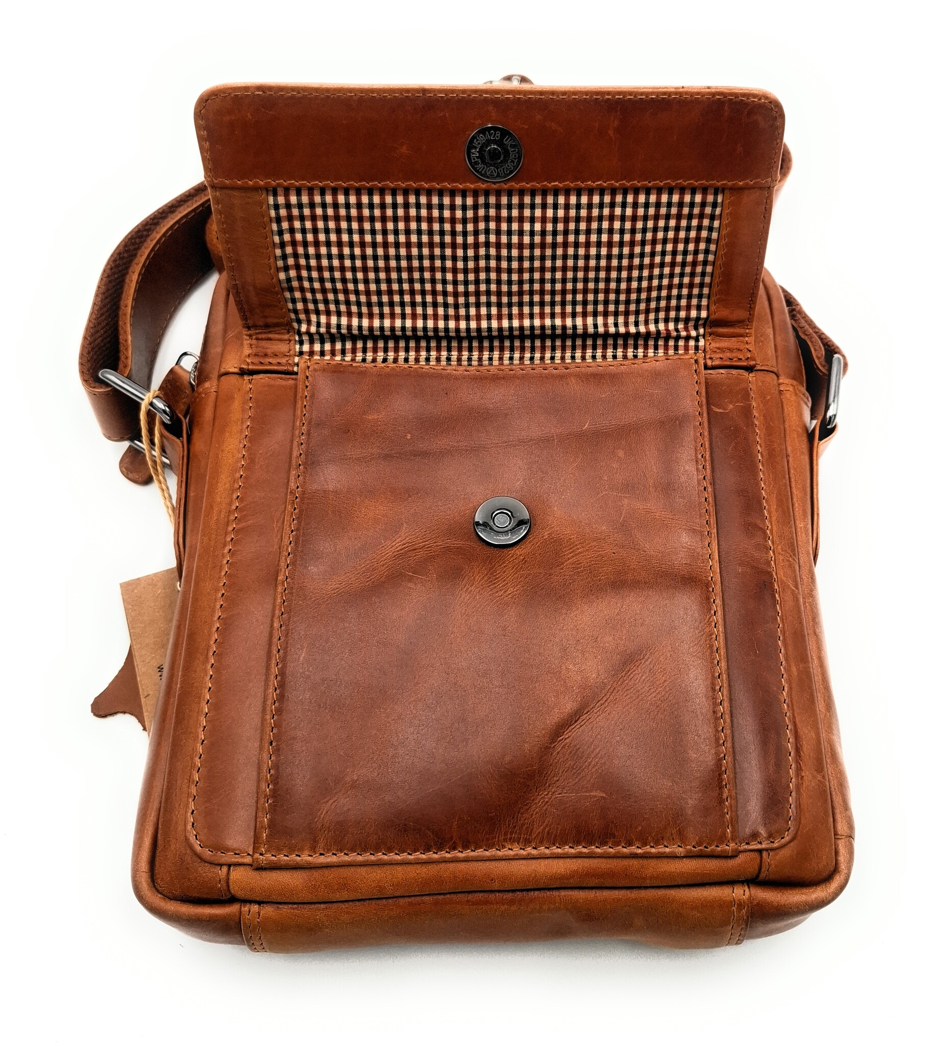 REDRUBI REDRUBI -UM/6/1187 -Mit RFID geschützt - Echtleder - Umhängetasche - Crossbody Bag - Robust - Vintage Leder - Braun / Cognac