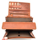 REDRUBI REDRUBI - UM/1-403 - echt lederen - grote - dames - portemoenne - met RFID - vintage leder- bruin