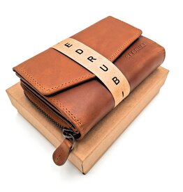 REDRUBI REDRUBI - UM/1-402 - leder- rits portemonnee -met RFID – bruin / cognac