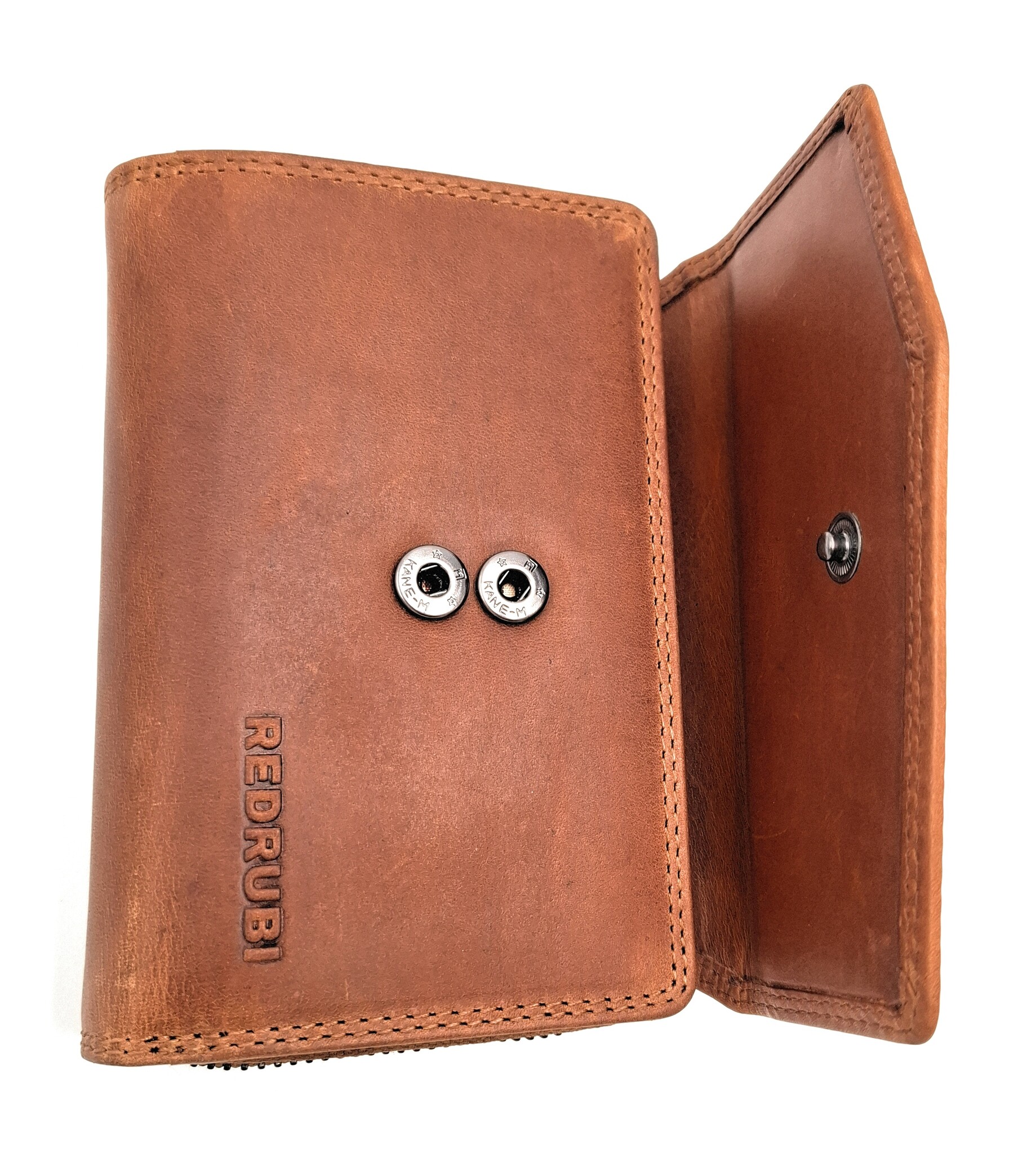 REDRUBI REDRUBI - UM/1-402 - leder- rits portemonnee -met RFID – bruin / cognac
