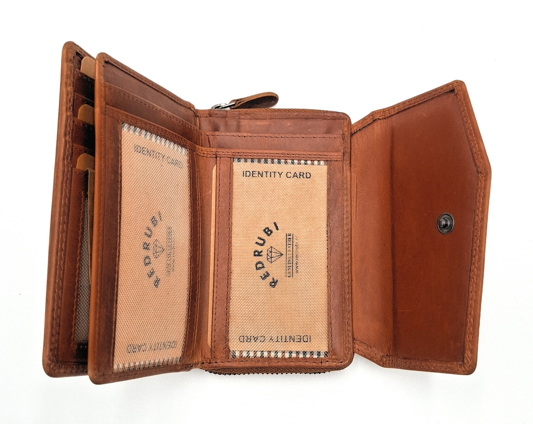 REDRUBI REDRUBI - UM/1-402 - leder- rits portemonnee -met RFID – bruin / cognac