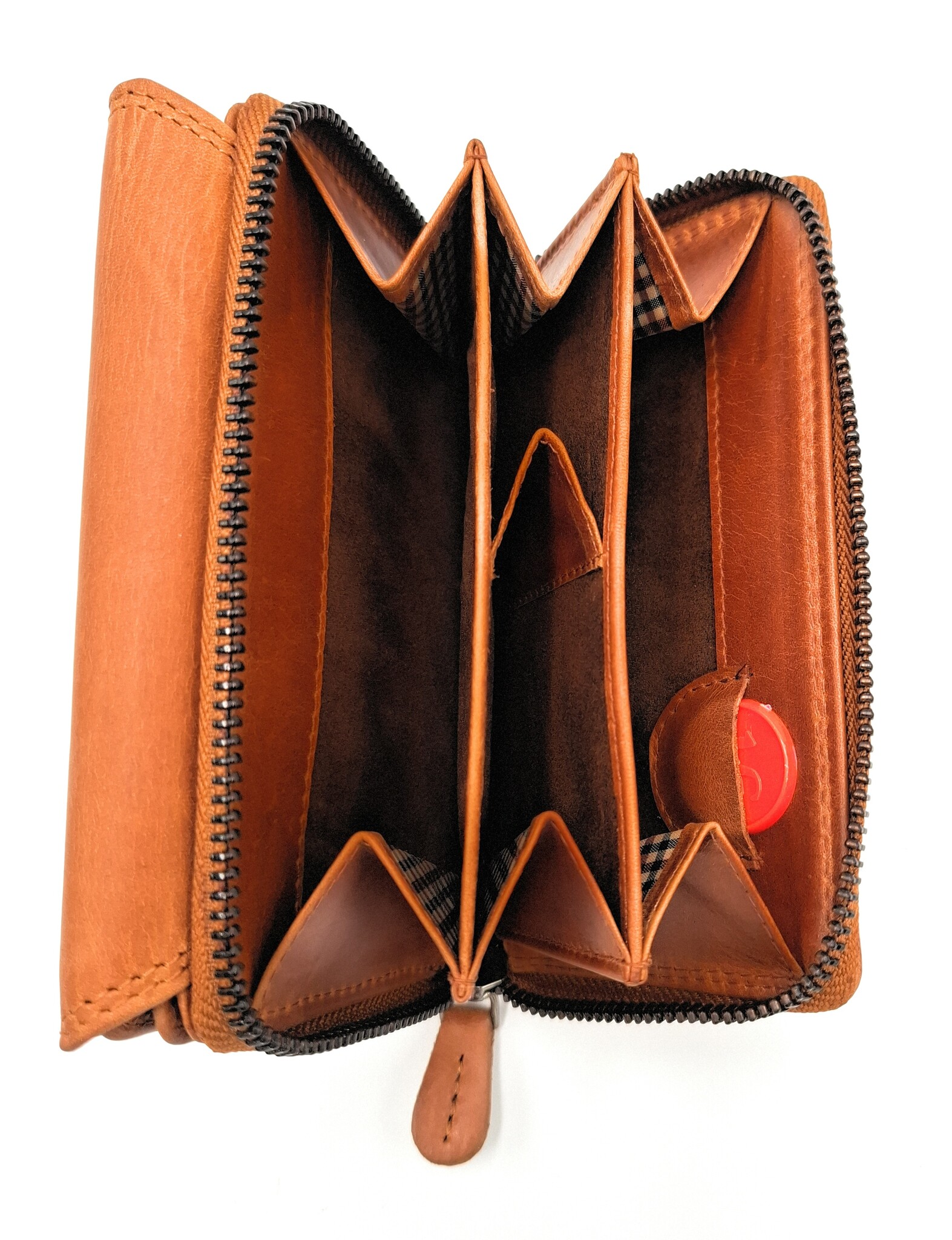 REDRUBI REDRUBI - UM/1-402 - leder- rits portemonnee -met RFID – bruin / cognac