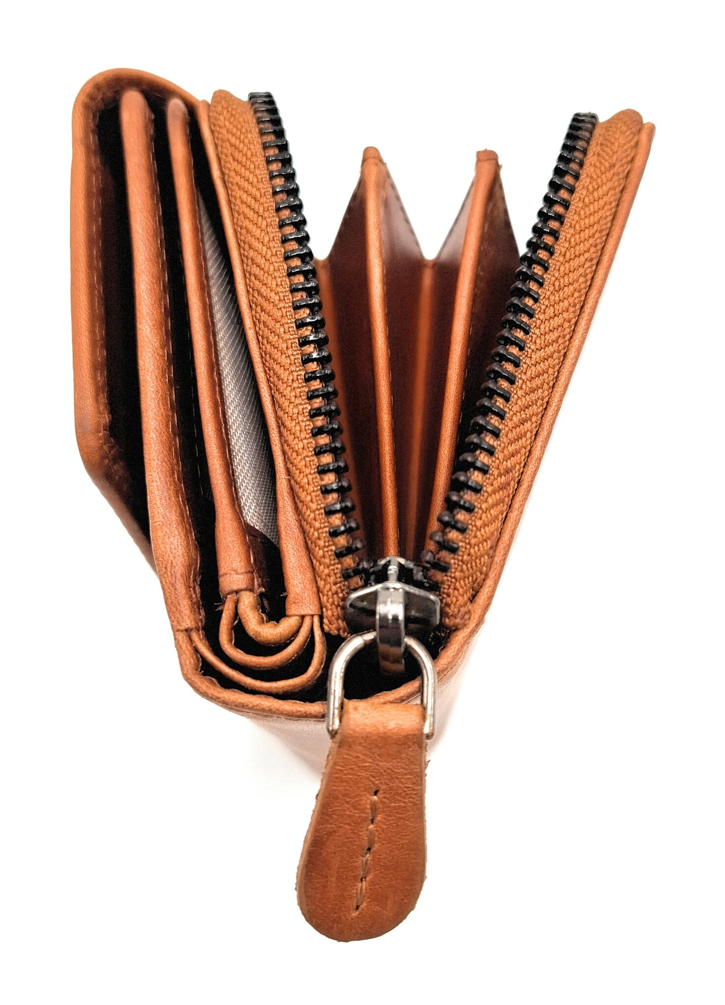 REDRUBI REDRUBI - UM/1-402 - leder- rits portemonnee -met RFID – bruin / cognac